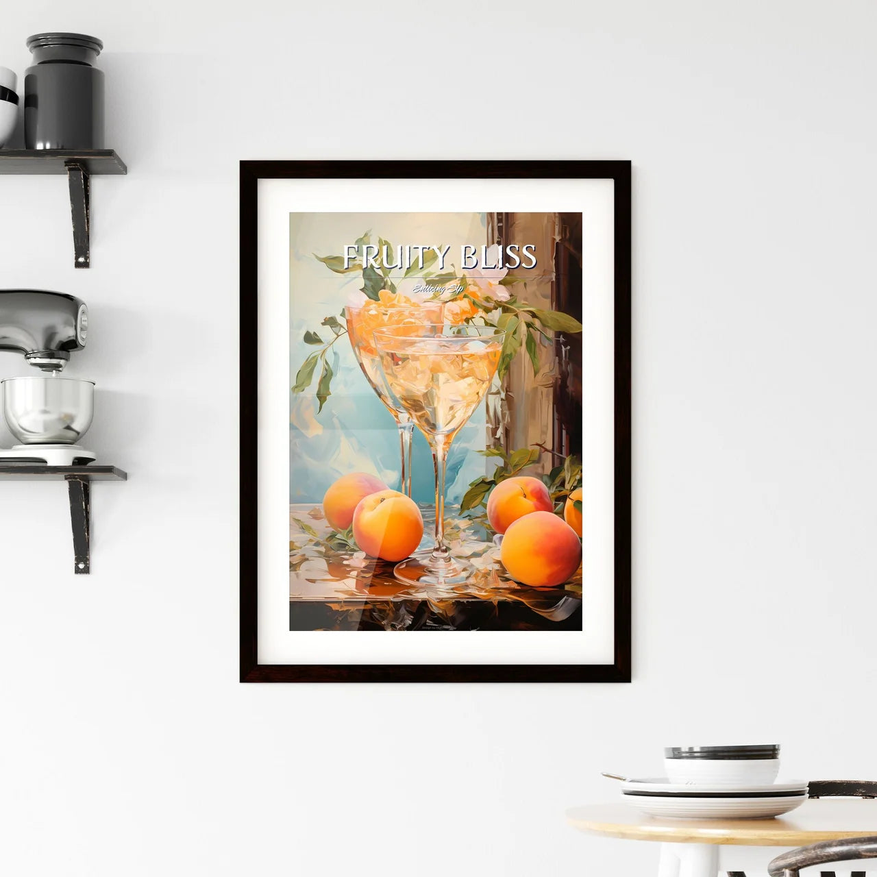 Peach Martini - A Pair Of Wine Glasses W Framed Print