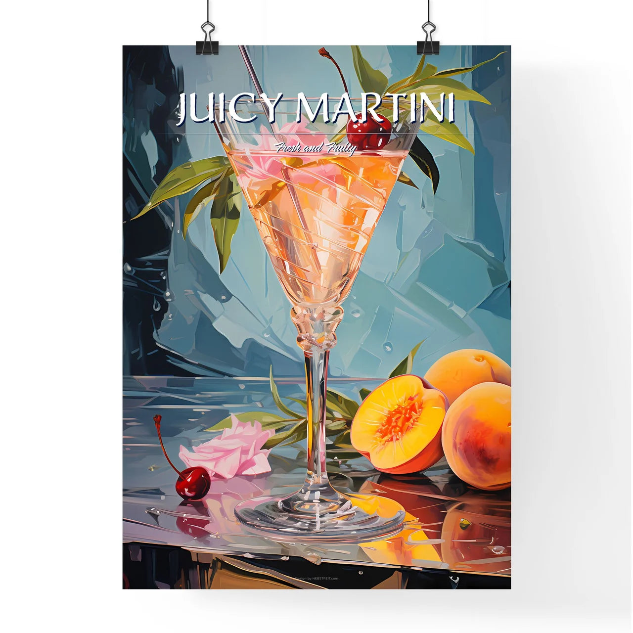 Peach Martini - A Glass Of Liquid With F Poster