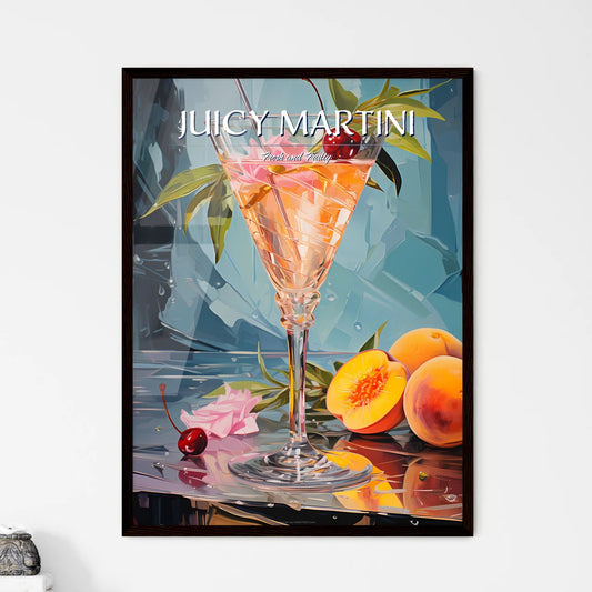 Peach Martini - A Glass Of Liquid With F - Framed Art Print