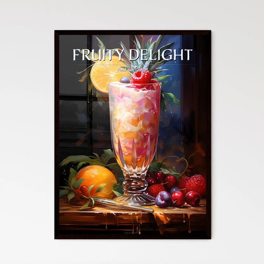 Pia Colada Cocktail - A Glass Of Fruit On A  - Framed Art Print