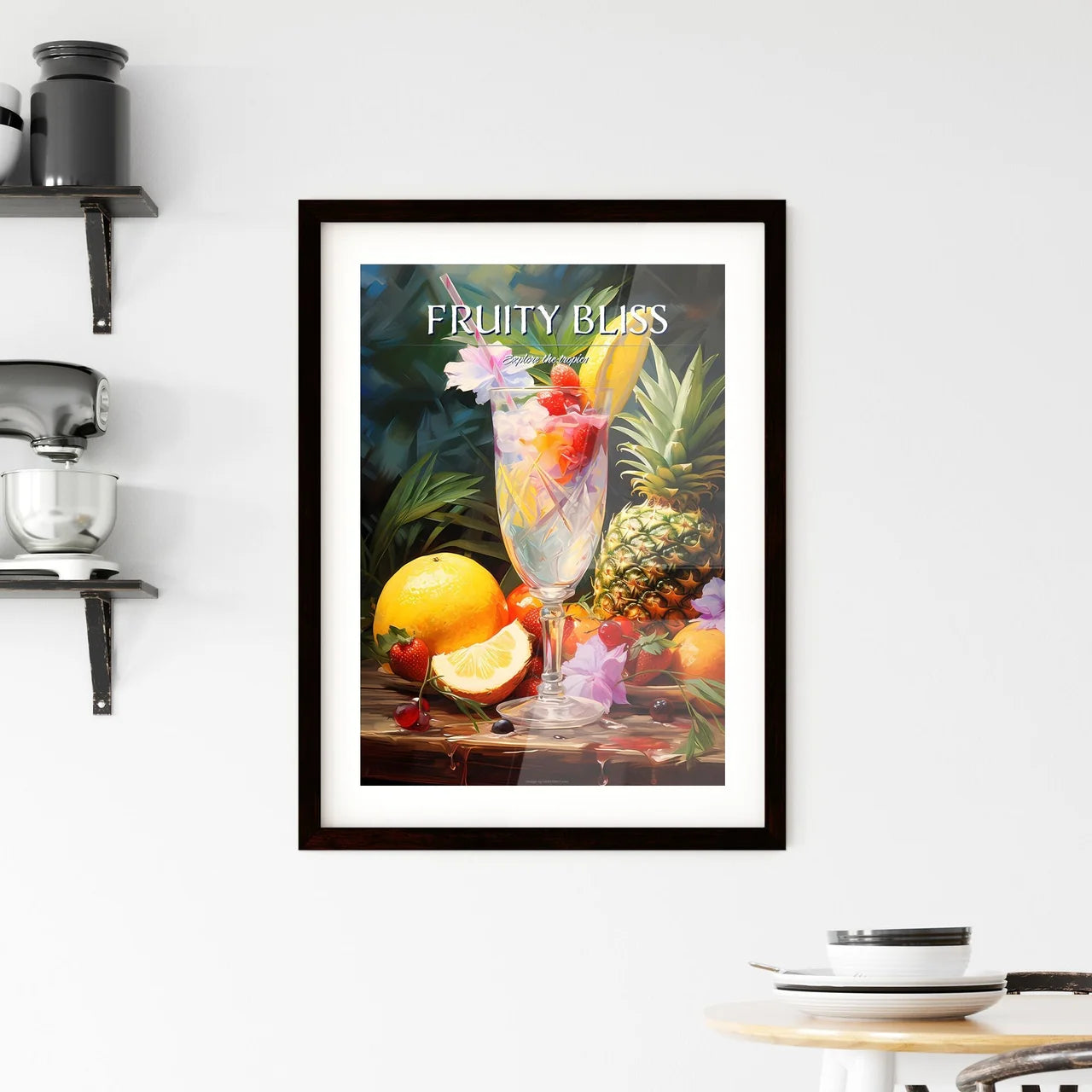 Pia Colada Cocktail - A Glass Of Fruit With  Framed Print