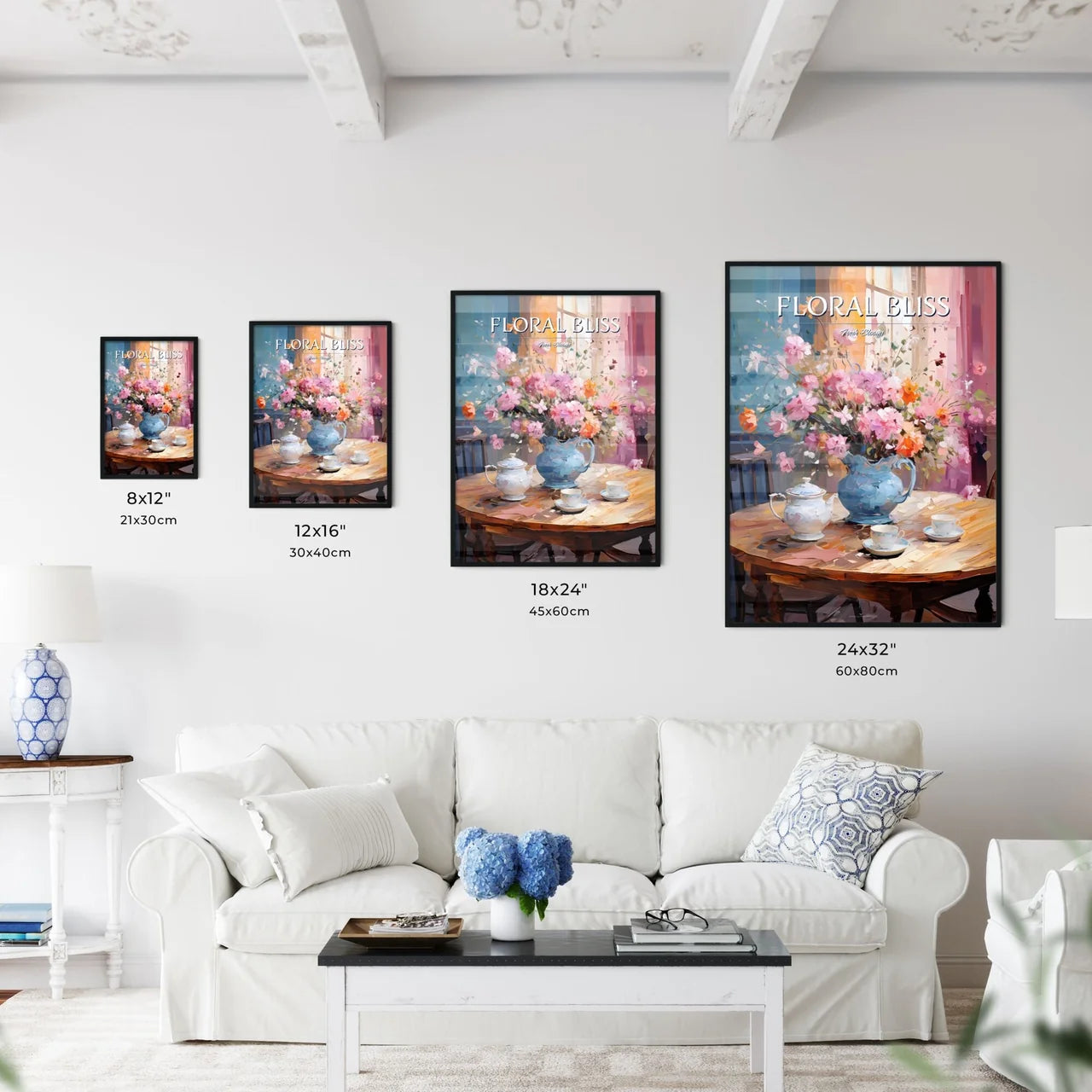 Pink Table With Flowers - A Painting Of A Va - Kitchen Hangings