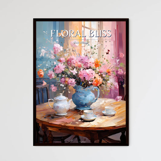 Pink Table With Flowers - A Painting Of A Va - Framed Art Print