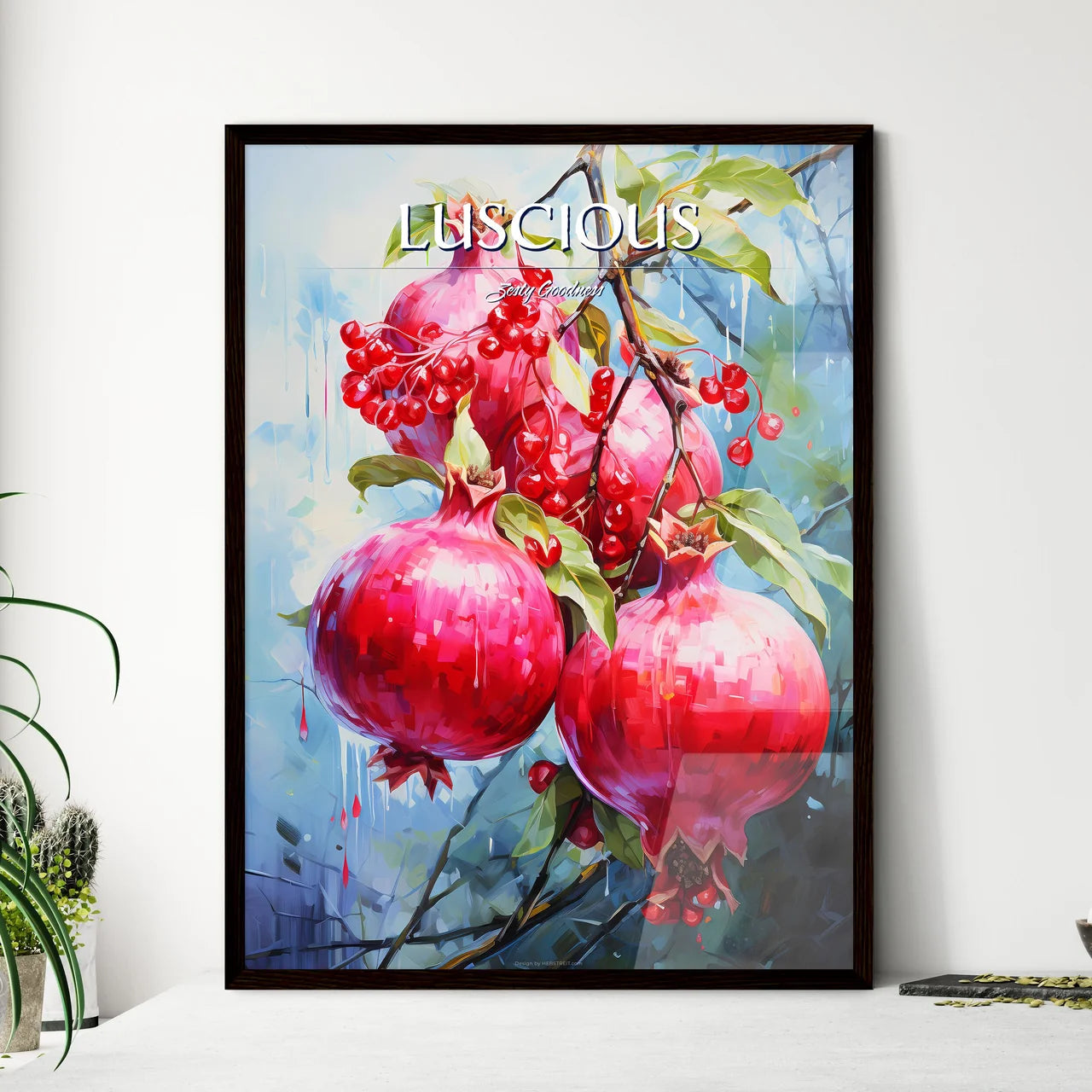 Pomegranate Cosmo - A Close Up Of A Frui - Framed Art Print