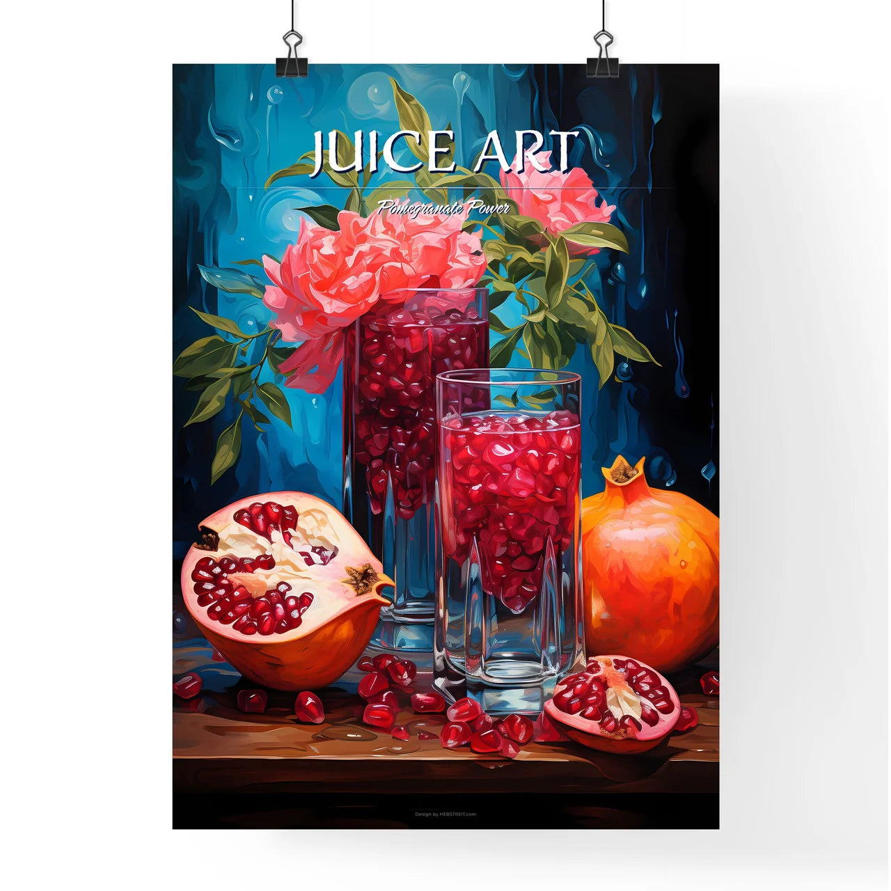 Pomegranate Cosmo - A Painting Of A Glass Of Poster