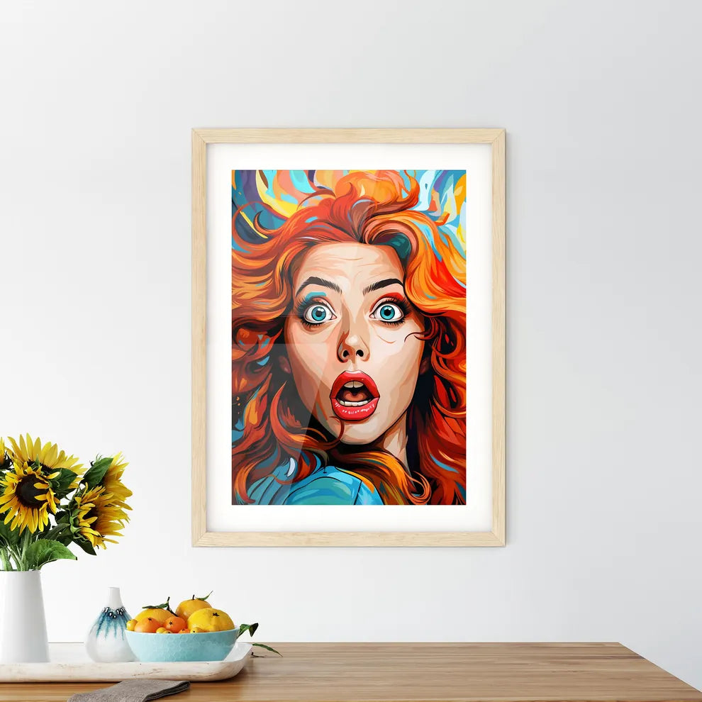 Pop Art Illustration Surprised Girl - A Woma Framed Print