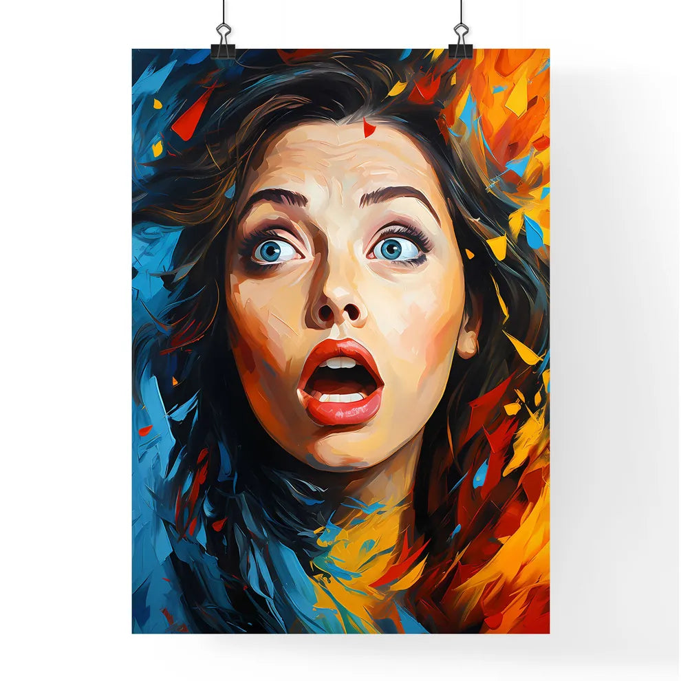 Pop Art Illustration Surprised Girl - A Woma Poster