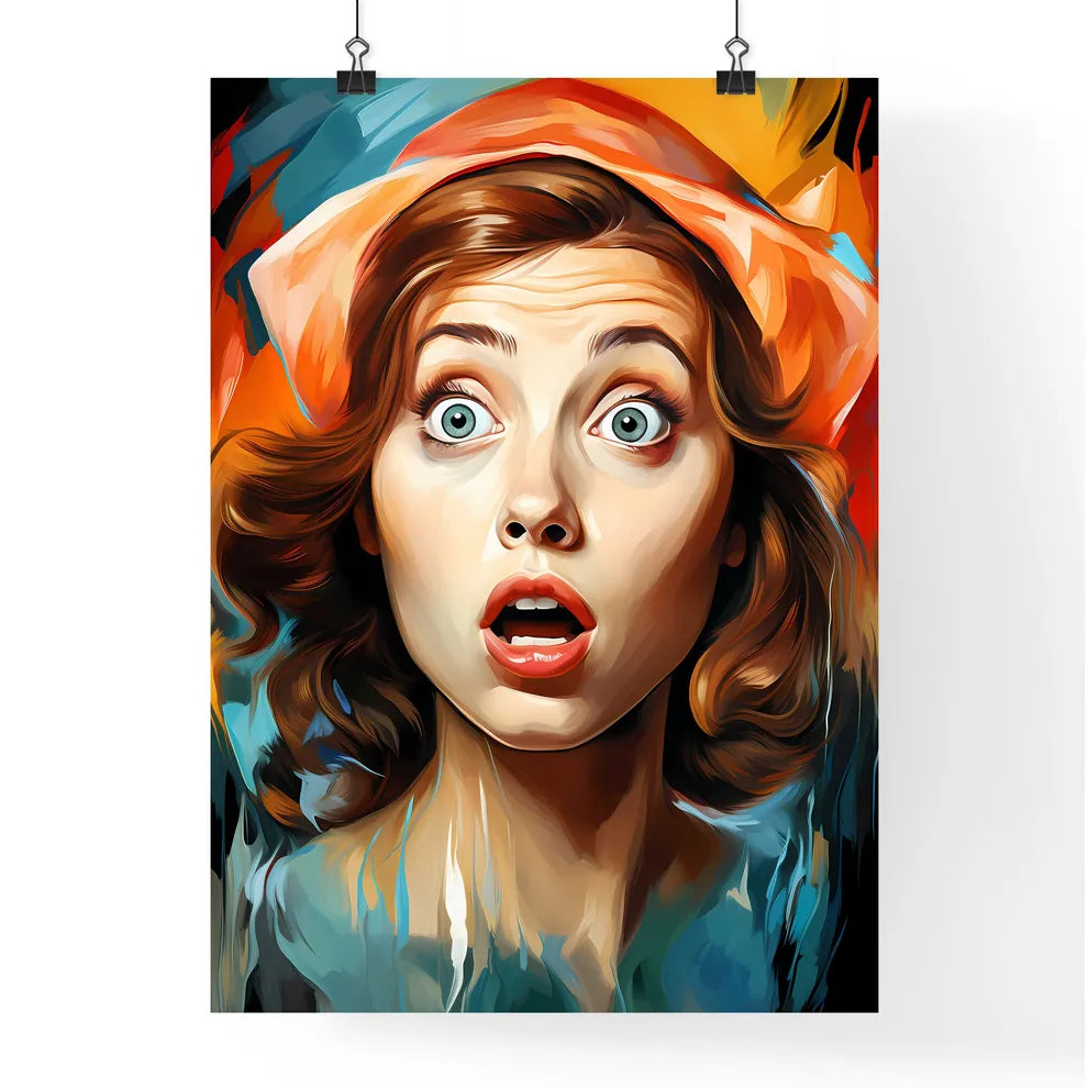 Pop Art Illustration Surprised Girl - A Woma Poster