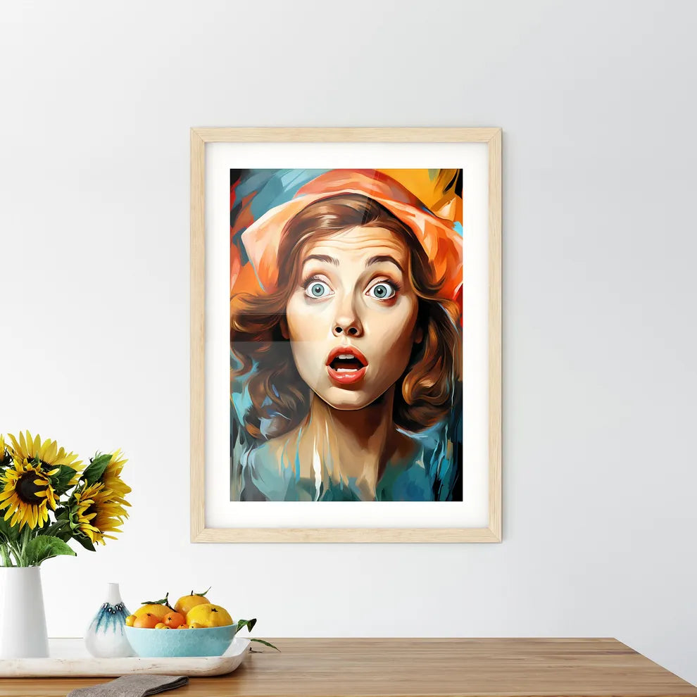 Pop Art Illustration Surprised Girl - A Woma Framed Print