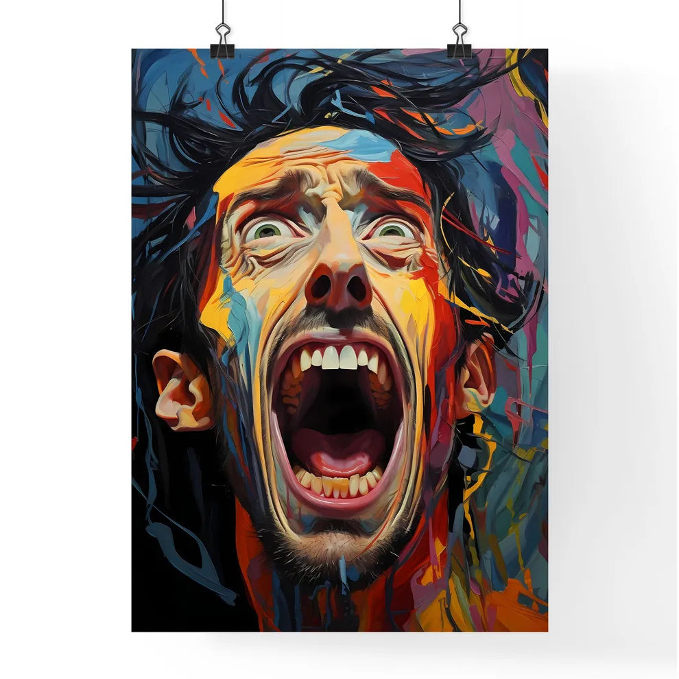 Portrait Of An Upset Man With Protruding Tee Poster