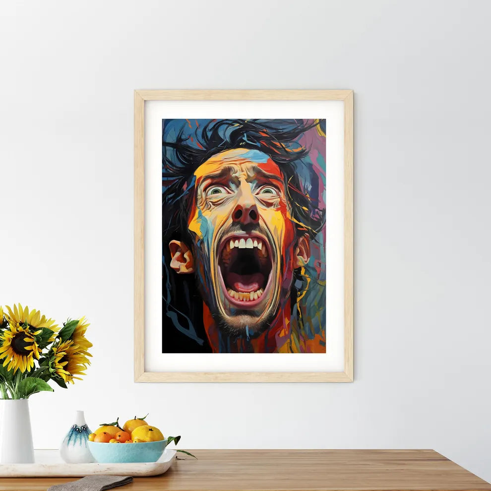 Portrait Of An Upset Man With Protruding Tee Framed Print