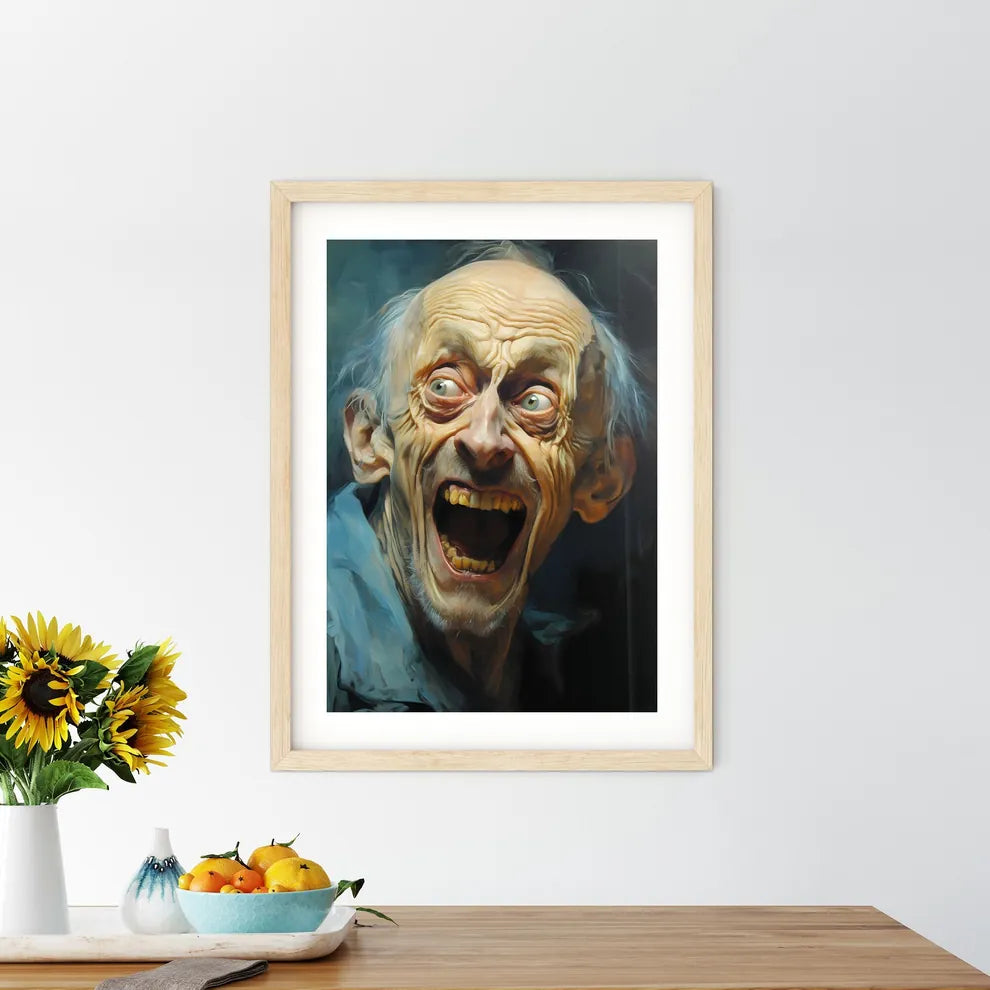 Portrait Of An Upset Man With Protruding Tee Framed Print