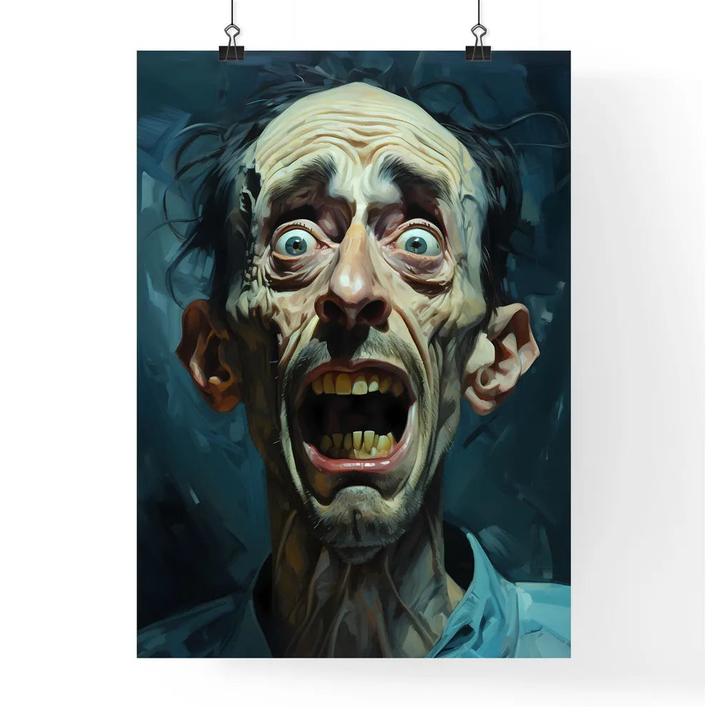 Portrait Of An Upset Man With Protruding Tee Poster