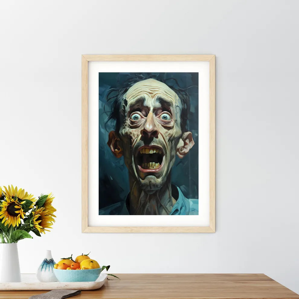 Portrait Of An Upset Man With Protruding Tee Framed Print