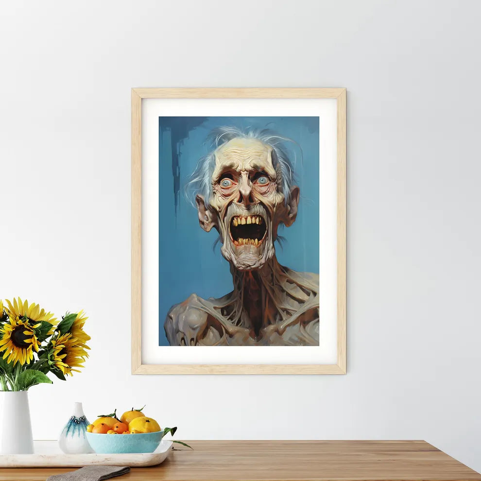 Portrait Of An Upset Man With Protruding Teeth  Framed Print