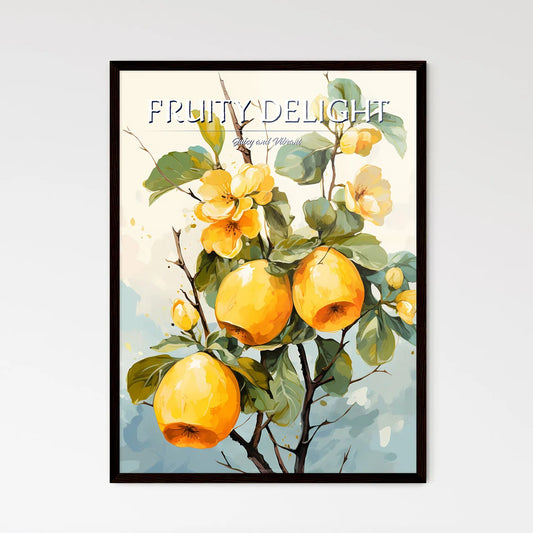 Quince Fruit With Leaf On White - A Painting - Framed Art Print