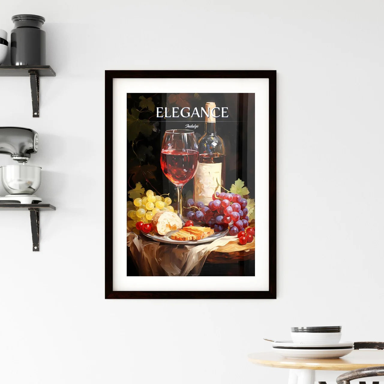Red And White Wine Composition In Mood Light Framed Print