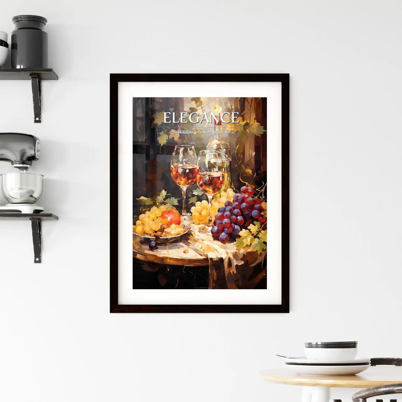 Red And White Wine Composition In Mood Light Framed Print