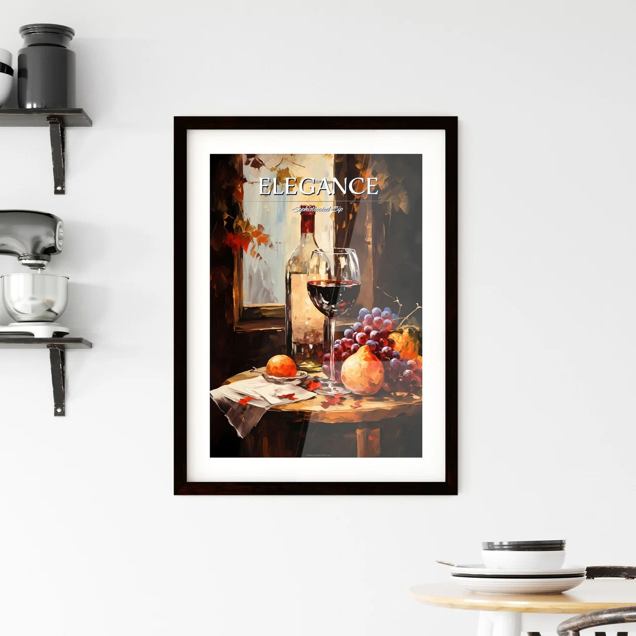 Red And White Wine Composition In Mood Light Framed Print