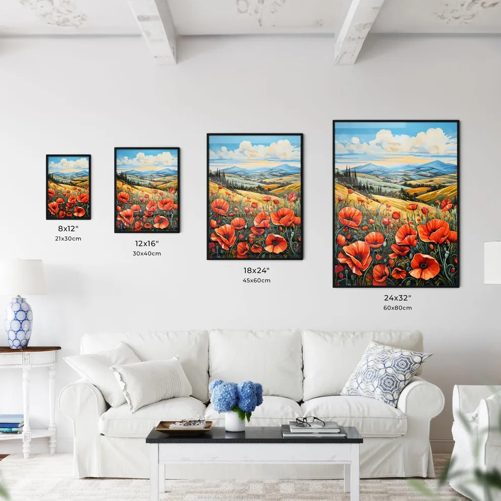 Red Poppies In Front Of Landscape View - A P - Kitchen Hangings