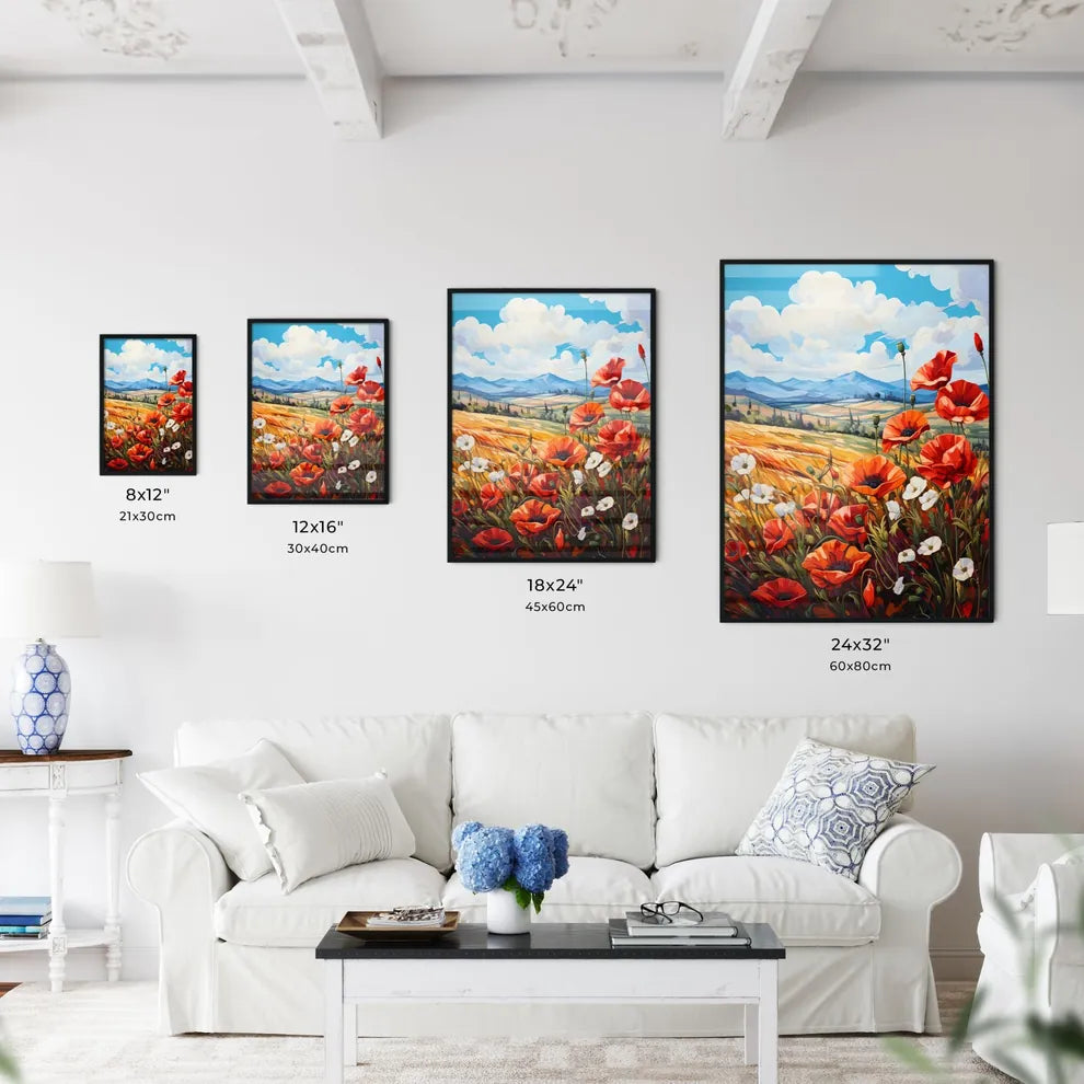 Red Poppies In Front Of Landscape View - A P - Kitchen Hangings