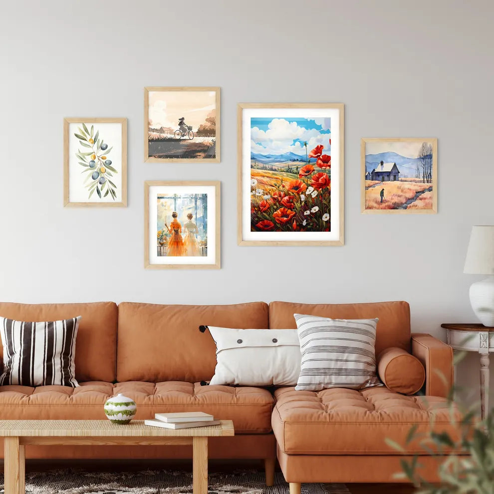 Red Poppies In Front Of Landscape View - A P Wall Art