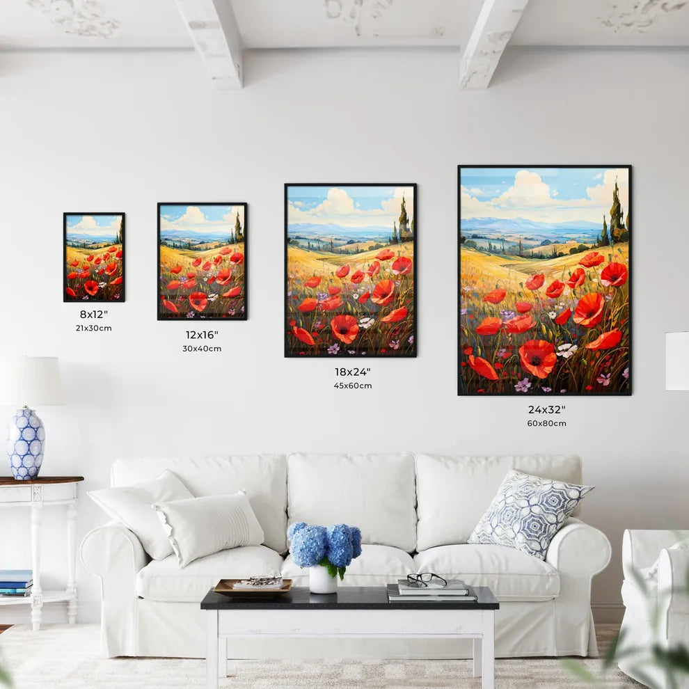 Red Poppies In Front Of Landscape View - A P - Kitchen Hangings