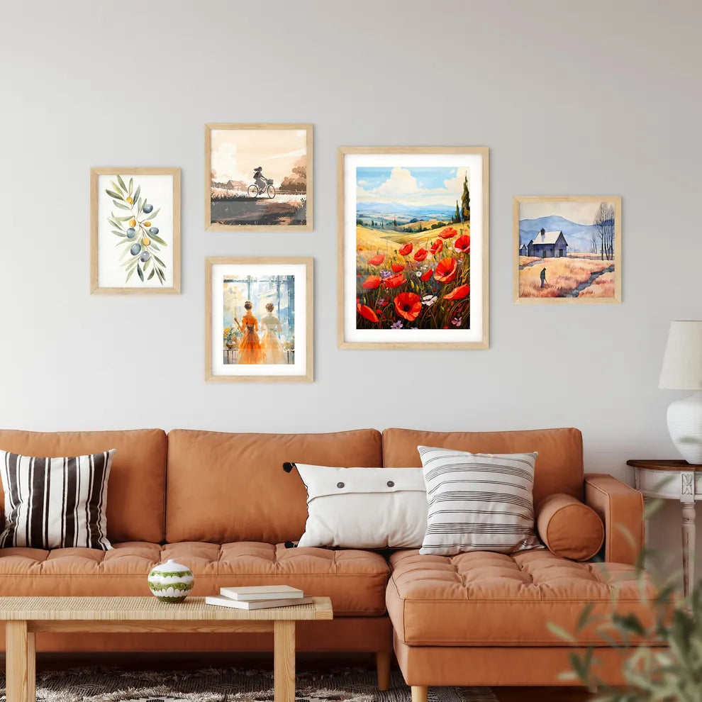 Red Poppies In Front Of Landscape View - A P Wall Art