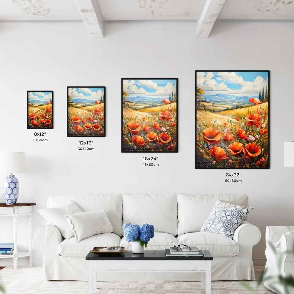 Red Poppies In Front Of Landscape View - A P - Kitchen Hangings