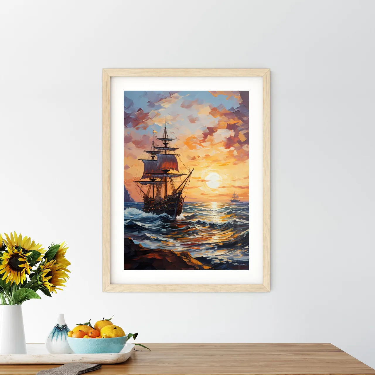 Replica Ot Vessel Santa Maria Is Passing The Framed Print