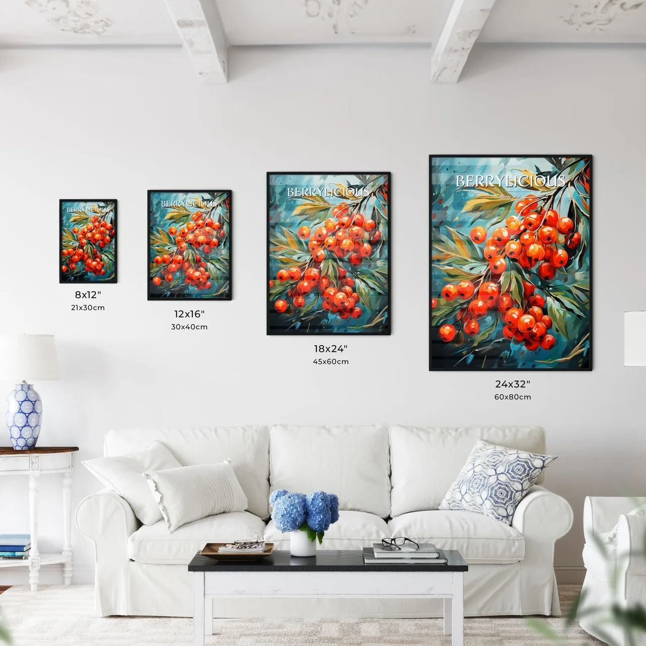 Rowan Berries With Leaves - A Painting Of A  - Kitchen Hangings