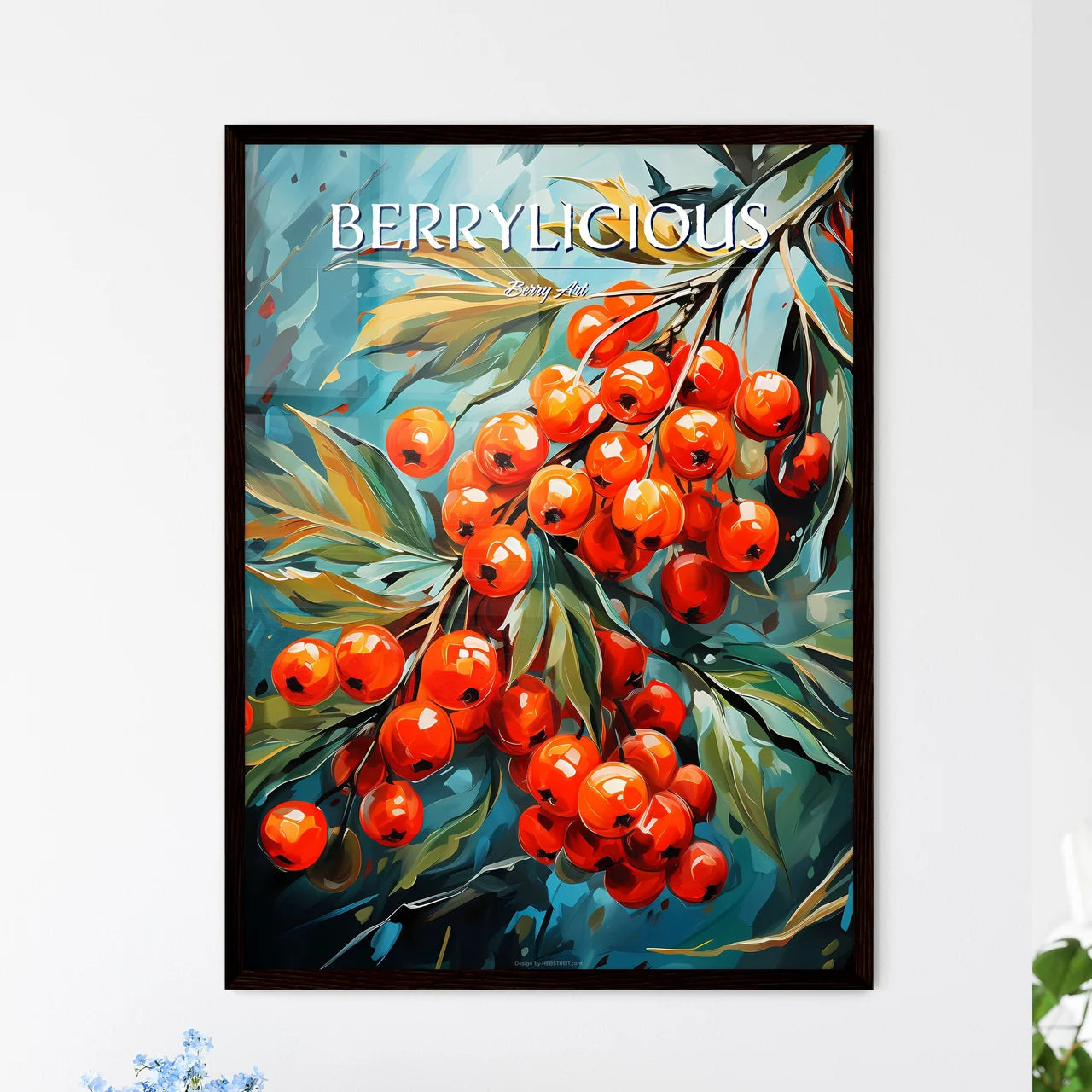 Rowan Berries With Leaves - A Painting Of A  - Framed Art Print