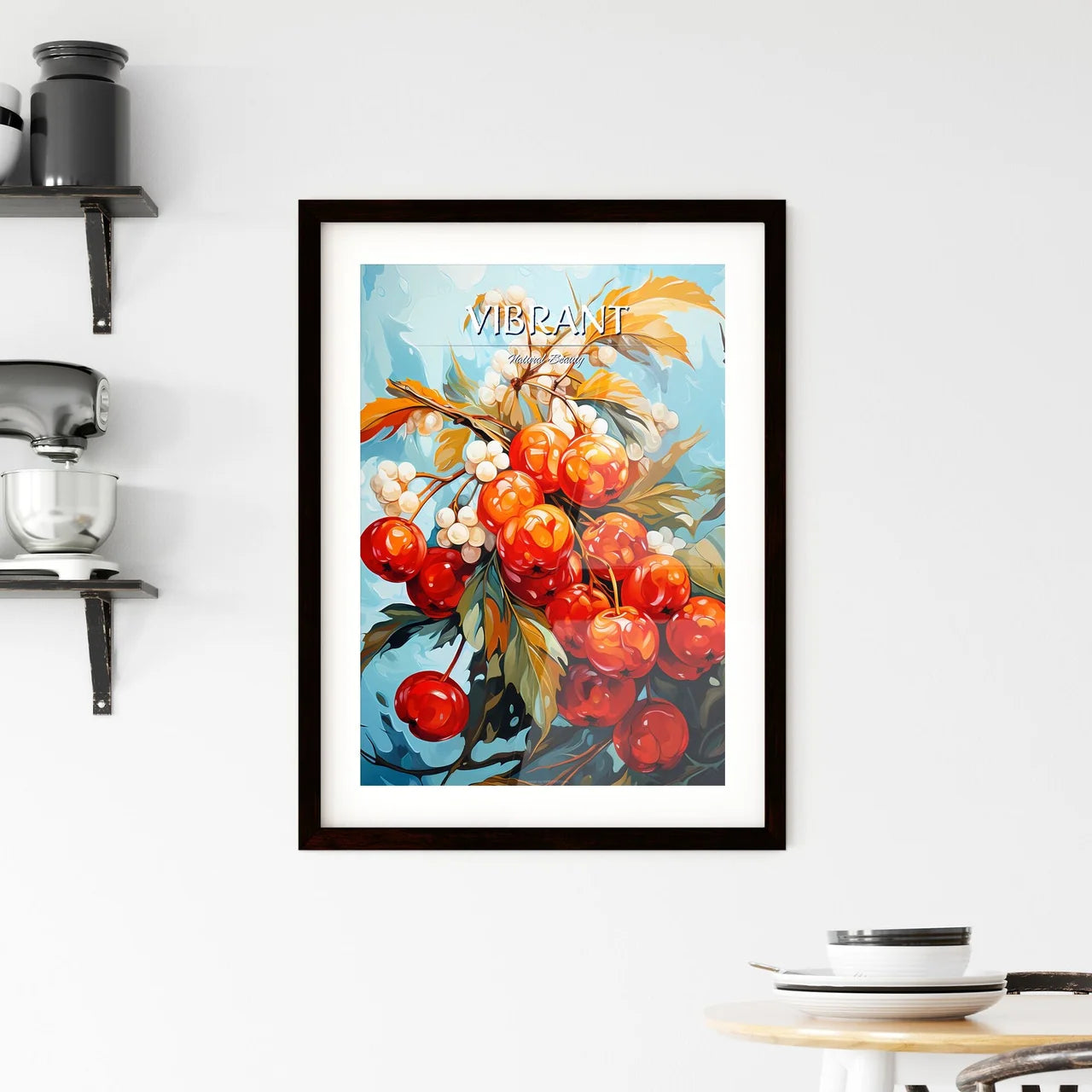 Rowan Berries With Leaves - A Painting Of Re Framed Print