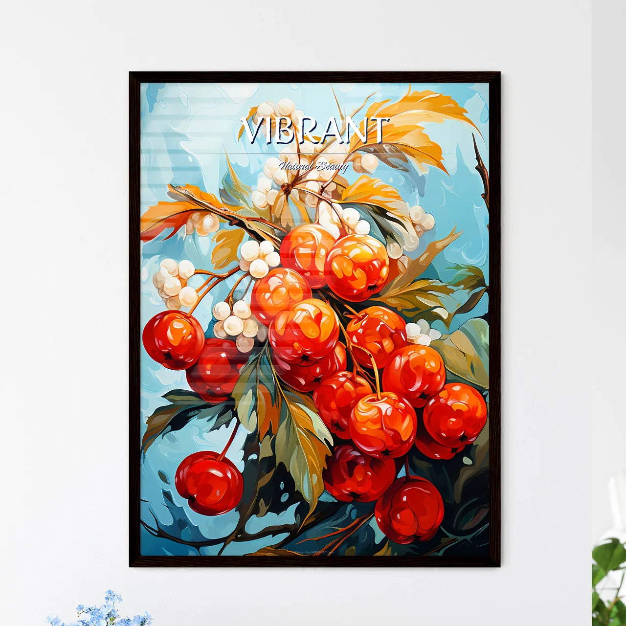 Rowan Berries With Leaves - A Painting Of Re - Framed Art Print