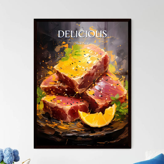 Seared Yellow Fin Tuna With Sesame Seeds Swe - Framed Art Print