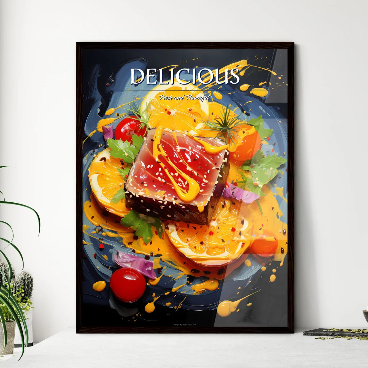Seared Yellow Fin Tuna With Sesame Seeds Swe - Framed Art Print