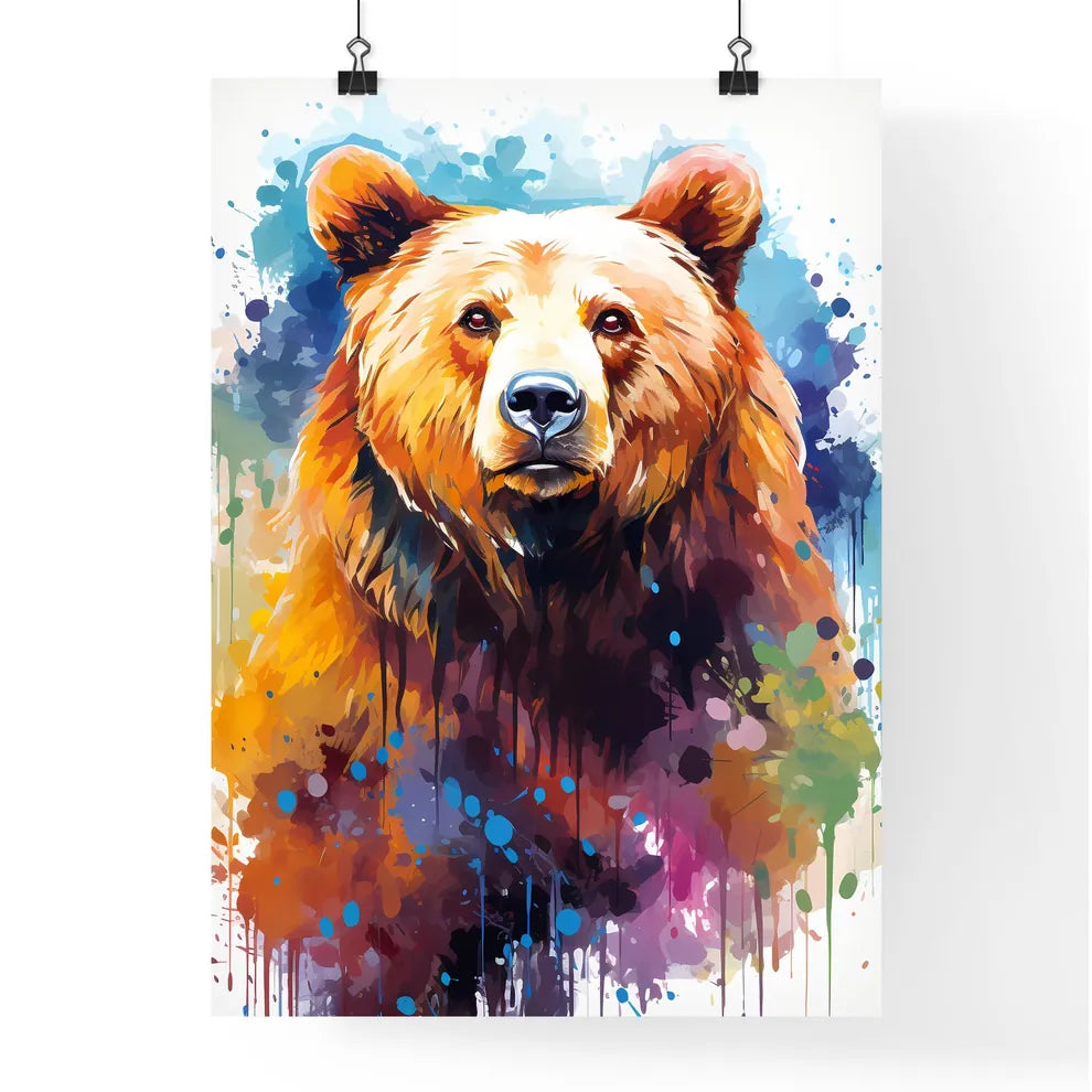 Silhouette Bear Isolated On White Background  Poster