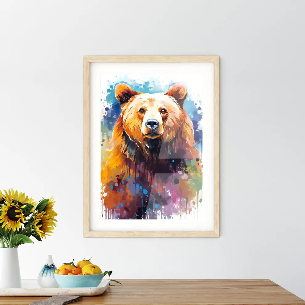 Silhouette Bear Isolated On White Background  Framed Print