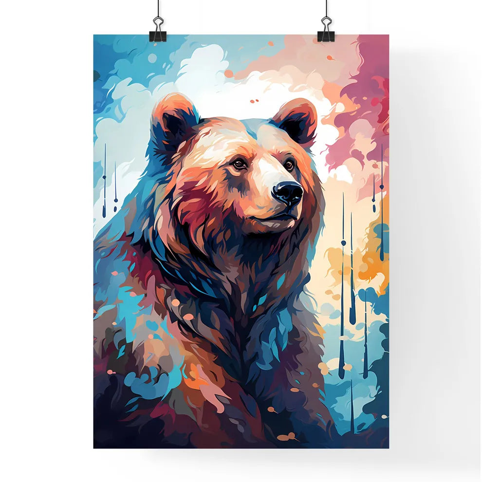 Silhouette Bear Isolated On White Background  Poster