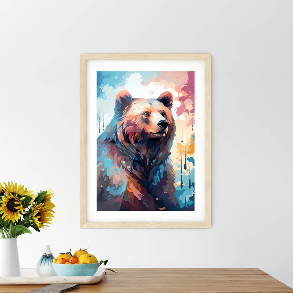 Silhouette Bear Isolated On White Background  Framed Print