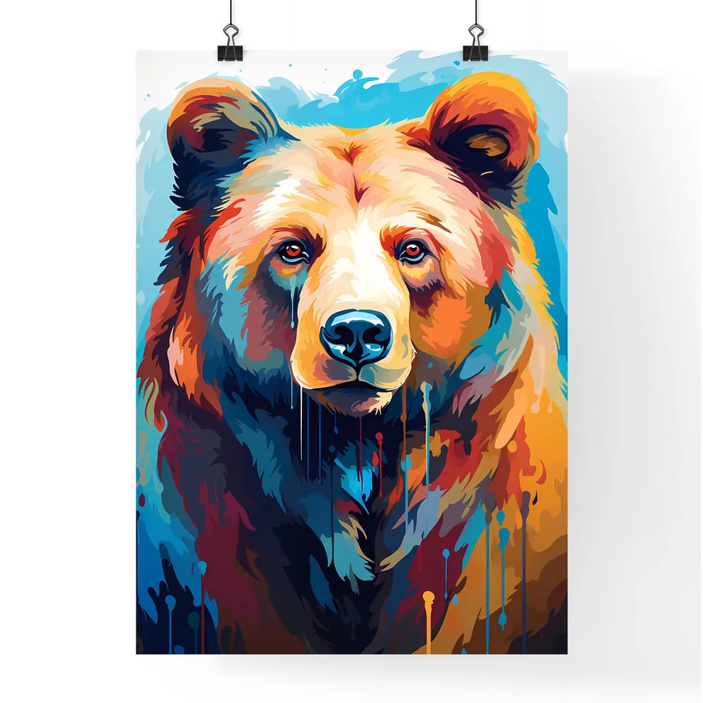 Silhouette Bear Isolated On White Background  Poster