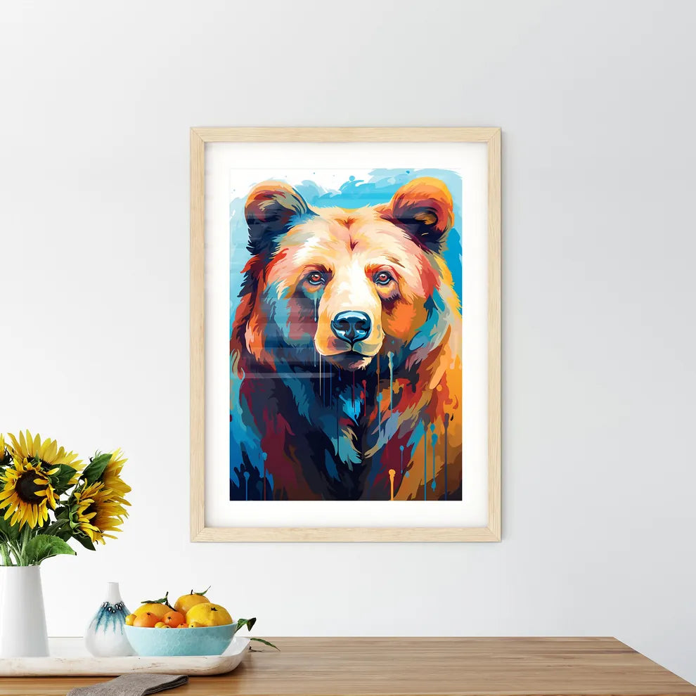 Silhouette Bear Isolated On White Background  Framed Print