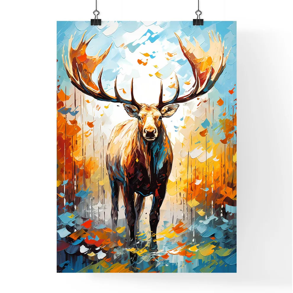 Silhouette Moose On White Background  Poster