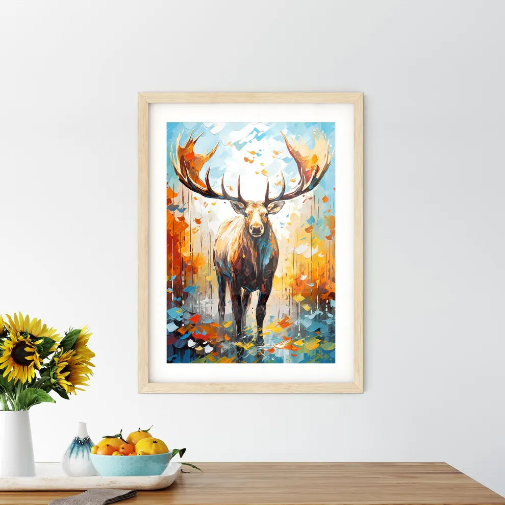 Silhouette Moose On White Background  Framed Print