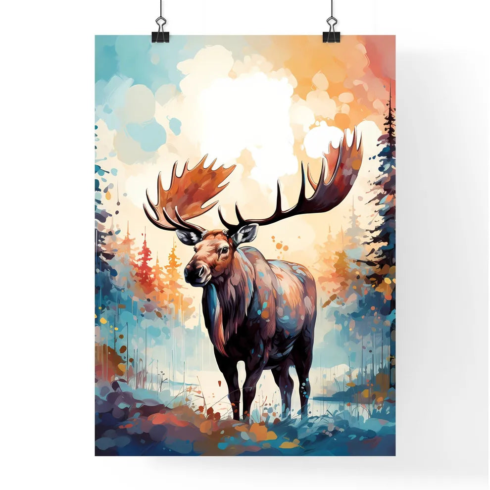 Silhouette Moose On White Background  Poster