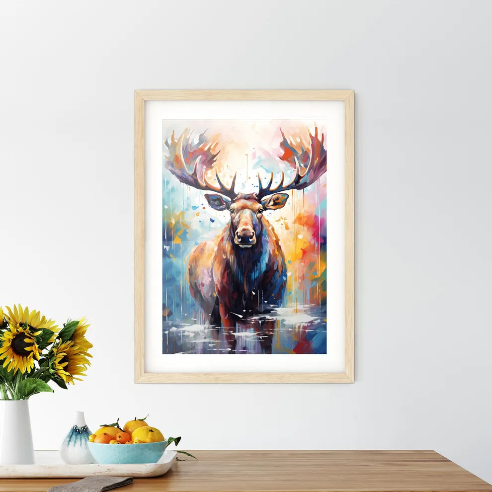 Silhouette Moose On White Background  Framed Print