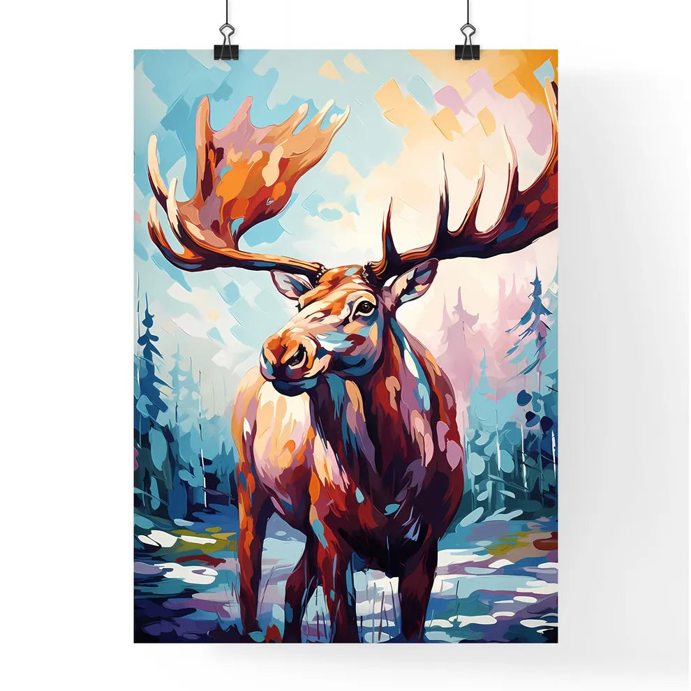 Silhouette Moose On White Background  Poster