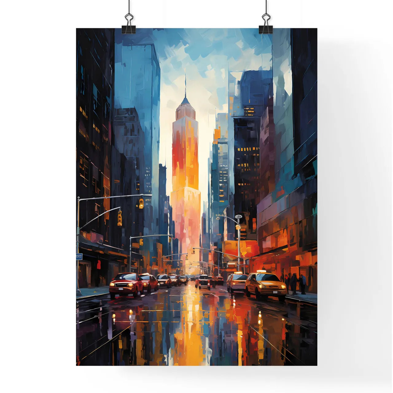Skyscrapers Of Manhattan New York Usa - Times Square Street With Cars And Buildings Poster