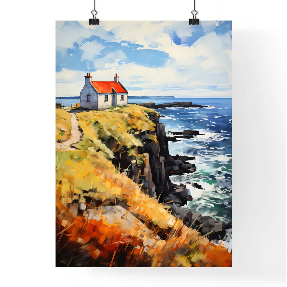 Solitary House On The Donegal Coast Ireland - A House On A Cliff Overlooking The Ocean Poster