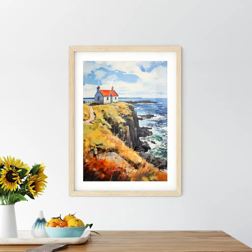 Solitary House On The Donegal Coast Ireland - A House On A Cliff Overlooking The Ocean Custom Print